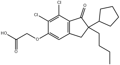 Acetic acid, 2-[(2-butyl-6,7-dichloro-2-cyclopentyl-2,3-dihydro-1-oxo-1H-inden-5-yl)oxy]- 구조식 이미지