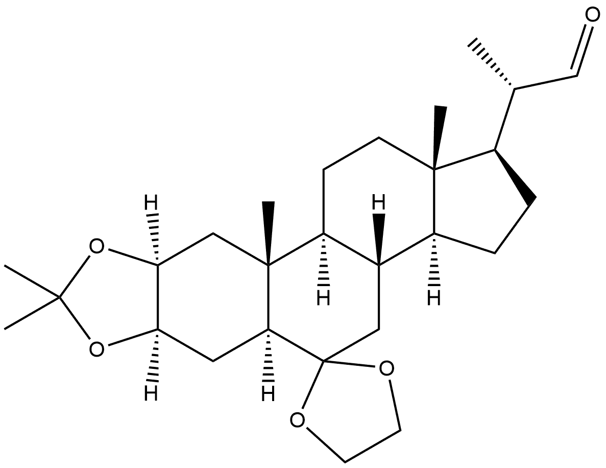 Pregnane-20-carboxaldehyde, 6,6-[1,2-ethanediylbis(oxy)]-2,3-[(1-methylethylidene)bis(oxy)]-, (2α,3α,5α,20S)- (9CI) Structure