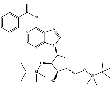 Adenosine, N-benzoyl-2',5'-bis-O-[(1,1-dimethylethyl)dimethylsilyl]- Structure