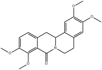 8H-Dibenzo[a,g]quinolizin-8-one, 5,6,13,13a-tetrahydro-2,3,9,10-tetramethoxy- Structure