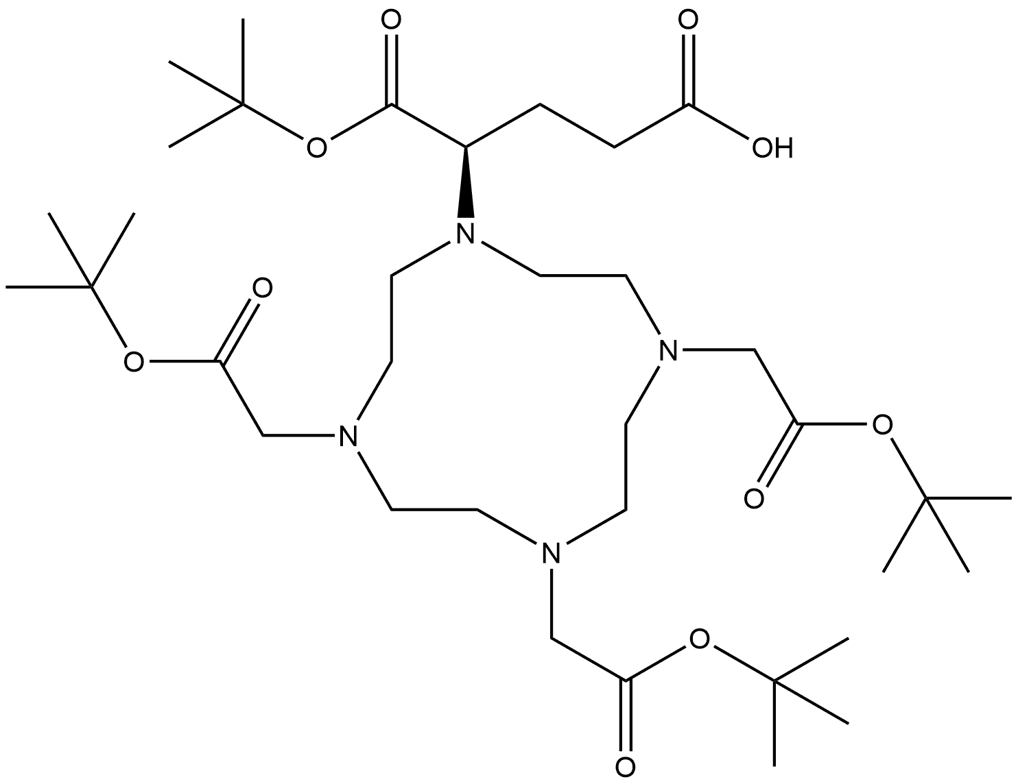 1,4,7,10-Tetraazacyclododecane-1,4,7,10-tetraacetic acid, α-(2-carboxyethyl)-, 1,4,7,10-tetrakis(1,1-dimethylethyl) ester, (αR)- Structure