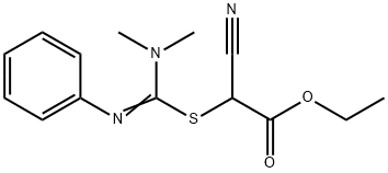 Acetic acid, 2-cyano-2-[[(dimethylamino)(phenylimino)methyl]thio]-, ethyl ester Structure