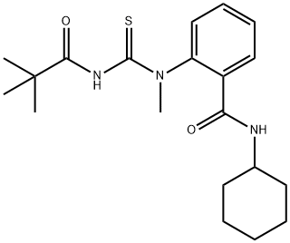 N-cyclohexyl-2-[2,2-dimethylpropanoylcarbamothioyl(methyl)amino]benzamide Structure