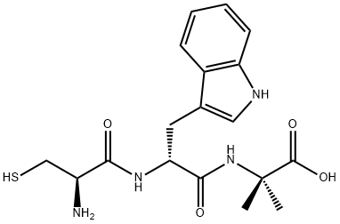 2-((R)-2-((R)-2-Amino-3-mercaptopropanamido)-3-(1H-indol-3-yl)propanamido)-2-methylpropanoic acid Structure