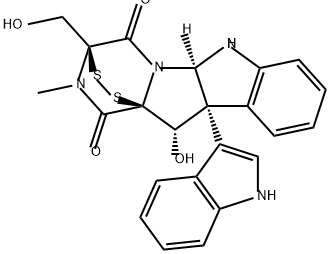 3,11a-Epidithio-11aH-pyrazino[1',2':1,5]pyrrolo[2,3-b]indole-1,4-dione, 2,3,5a,6,10b,11-hexahydro-11-hydroxy-3-(hydroxymethyl)-10b-(1H-indol-3-yl)-2-methyl-, (3S,5aR,10bR,11S,11aS)- Structure