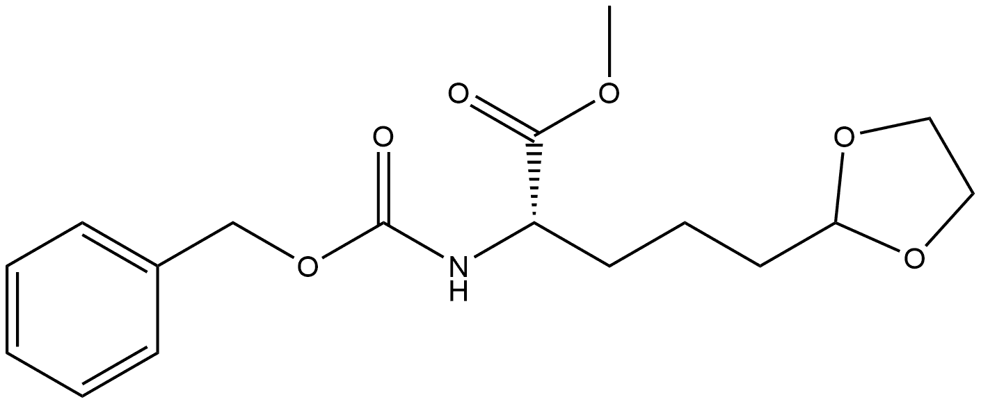 1,3-Dioxolane-2-pentanoic acid, α-[[(phenylmethoxy)carbonyl]amino]-, methyl ester, (αS)- Structure