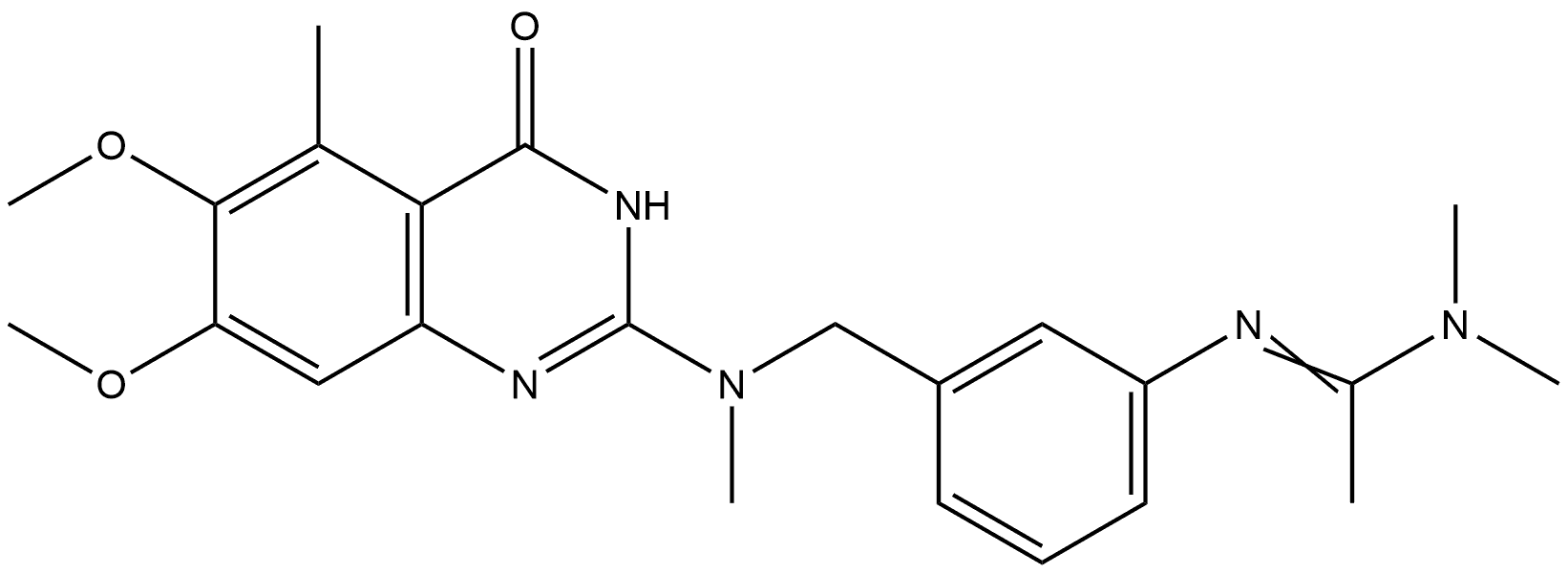 N''-(3-(((6,7-Dimethoxy-5-methyl-4-oxo-1,4-dihydroquinazolin-2-yl)(methyl)amino)methyl)phenyl)-N,N-dimethylacetimidamide 구조식 이미지