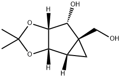 Cyclopropa[3,?4]?cyclopenta[1,?2-?d]?-?1,?3-?dioxole-?4a(3aH)?-?methanol, tetrahydro-?5-?hydroxy-?2,?2-?dimethyl-?, (3aS,?3bS,?4aR,?5R,?5aR)?- 구조식 이미지