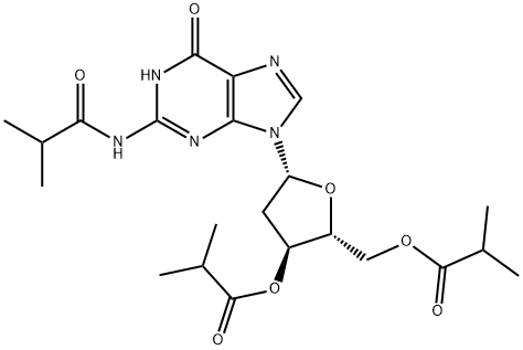 Guanosine, 2'-deoxy-N-(2-methyl-1-oxopropyl)-, 3',5'-bis(2-methylpropanoate) 구조식 이미지