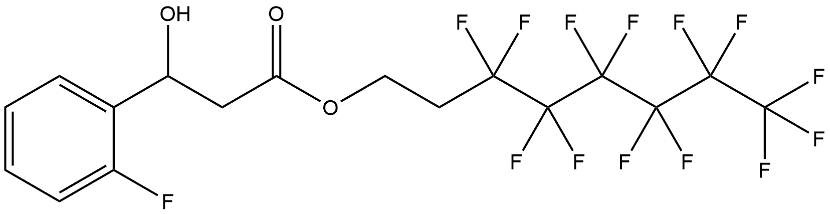 Benzenepropanoic acid, 2-fluoro-β-hydroxy-, 3,3,4,4,5,5,6,6,7,7,8,8,8-tridecafluorooctyl ester 구조식 이미지