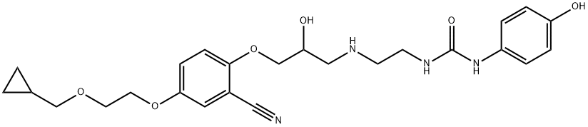 Urea, N-[2-[[3-[2-cyano-4-[2-(cyclopropylmethoxy)ethoxy]phenoxy]-2-hydroxypropyl]amino]ethyl]-N'-(4-hydroxyphenyl)- Structure