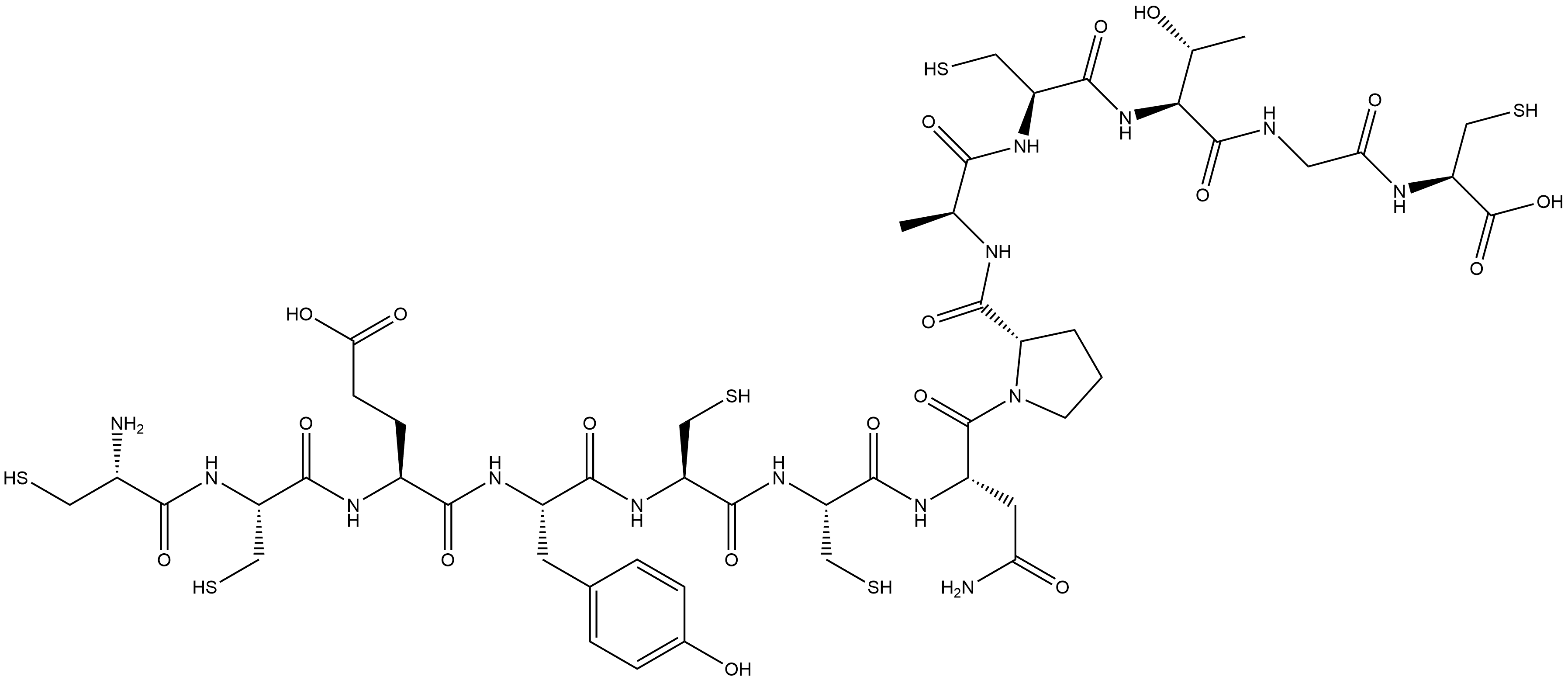 L-Cysteine, L-cysteinyl-L-cysteinyl-L-α-glutamyl-L-tyrosyl-L-cysteinyl-L-cysteinyl-L-asparaginyl-L-prolyl-L-alanyl-L-cysteinyl-L-threonylglycyl- Structure