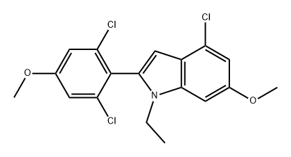 1H-Indole, 4-chloro-2-(2,6-dichloro-4-methoxyphenyl)-1-ethyl-6-methoxy- Structure