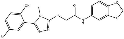 N-(1,3-Benzodioxol-5-yl)-2-{[5-(5-bromo-2-hydroxyphenyl)-4-methyl-4H-1,2,4-triazol-3-yl]sulfanyl}acetamide Structure