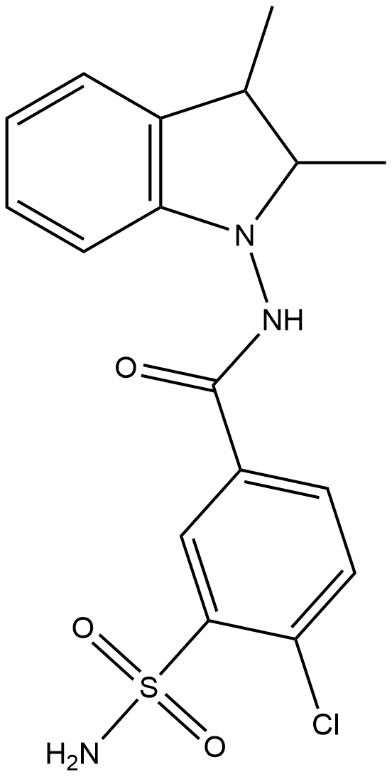 3-(Aminosulfonyl)-4-chloro-N-(2,3-dihydro-2,3-dimethyl-1H-indol-1-yl)benzamide 구조식 이미지