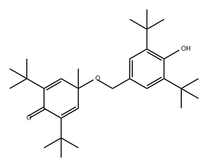 2,5-Cyclohexadien-1-one, 4-[[3,5-bis(1,1-dimethylethyl)-4-hydroxyphenyl]methoxy]-2,6-bis(1,1-dimethylethyl)-4-methyl- 구조식 이미지