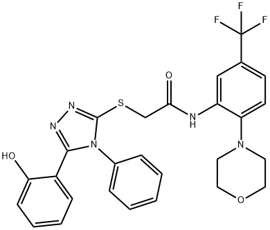 2-{[5-(2-Hydroxyphenyl)-4-phenyl-4H-1,2,4-triazol-3-yl]sulfanyl}-N-[2-(morpholin-4-yl)-5-(trifluoromethyl)phenyl]acetamide Structure