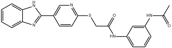 Acetamide, N-[3-(acetylamino)phenyl]-2-[[5-(1H-benzimidazol-2-yl)-2-pyridinyl]thio]- Structure