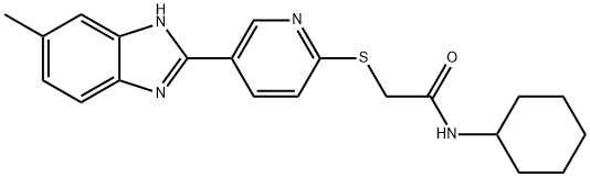 Acetamide, N-cyclohexyl-2-[[5-(6-methyl-1H-benzimidazol-2-yl)-2-pyridinyl]thio]- Structure