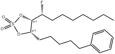 1,3,2-Dioxathiolane, 4-[(1R)-1-fluorooctyl]-5-(5-phenylpentyl)-, 2,2-dioxide, (4S,5S)-rel- Structure