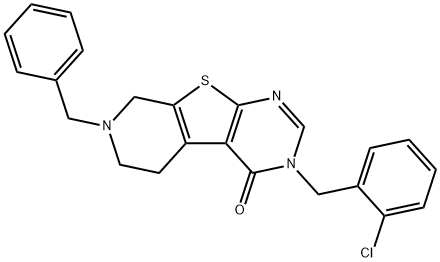 Pyrido[4',3':4,5]thieno[2,3-d]pyrimidin-4(3H)-one, 3-[(2-chlorophenyl)methyl]-5,6,7,8-tetrahydro-7-(phenylmethyl)- Structure