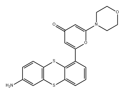 4H-Pyran-4-one, 2-(7-amino-1-thianthrenyl)-6-(4-morpholinyl)- Structure