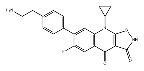 Isothiazolo[5,4-b]quinoline-3,4(2H,9H)-dione, 7-[4-(2-aminoethyl)phenyl]-9-cyclopropyl-6-fluoro- Structure