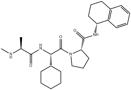 L-Prolinamide, N-methyl-L-alanyl-(2S)-2-cyclohexylglycyl-N-[(1R)-1,2,3,4-tetrahydro-1-naphthalenyl]- Structure