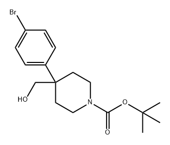 1-Piperidinecarboxylic acid, 4-(4-bromophenyl)-4-(hydroxymethyl)-, 1,1-dimethylethyl ester Structure