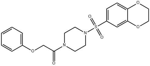 Ethanone, 1-[4-[(2,3-dihydro-1,4-benzodioxin-6-yl)sulfonyl]-1-piperazinyl]-2-phenoxy- 구조식 이미지