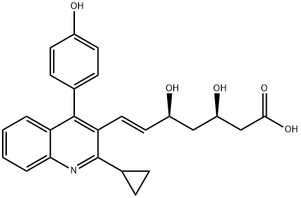 6-Heptenoic acid, 7-[2-cyclopropyl-4-(4-hydroxyphenyl)-3-quinolinyl]-3,5-dihydroxy-, (3R,5S,6E)- Structure