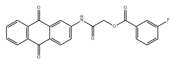 Benzoic acid, 3-fluoro-, 2-[(9,10-dihydro-9,10-dioxo-2-anthracenyl)amino]-2-oxoethyl ester 구조식 이미지