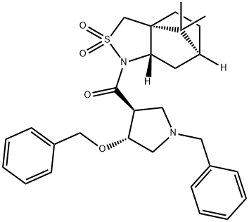 Methanone, [(3S,4R)-4-(phenylmethoxy)-1-(phenylmethyl)-3-pyrrolidinyl][(3aR,6S,7aS)-tetrahydro-8,8-dimethyl-2,2-dioxido-3H-3a,6-methano-2,1-benzisothiazol-1(4H)-yl]- Structure