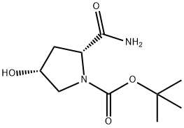 1-Pyrrolidinecarboxylic acid, 2-(aminocarbonyl)-4-hydroxy-, 1,1-dimethylethyl ester, (2R,4R)- 구조식 이미지