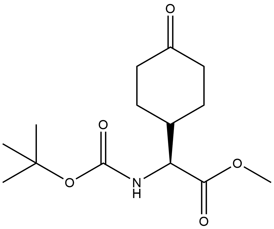 Cyclohexaneacetic acid, α-[[(1,1-dimethylethoxy)carbonyl]amino]-4-oxo-, methyl ester, (αS)- 구조식 이미지