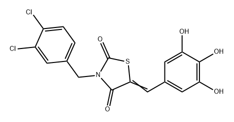 2,4-Thiazolidinedione, 3-[(3,4-dichlorophenyl)methyl]-5-[(3,4,5-trihydroxyphenyl)methylene]- Structure