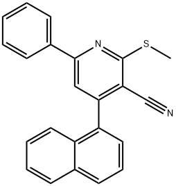 2-(Methylthio)-4-(naphthalen-1-yl)-6-phenylnicotinonitrile 구조식 이미지