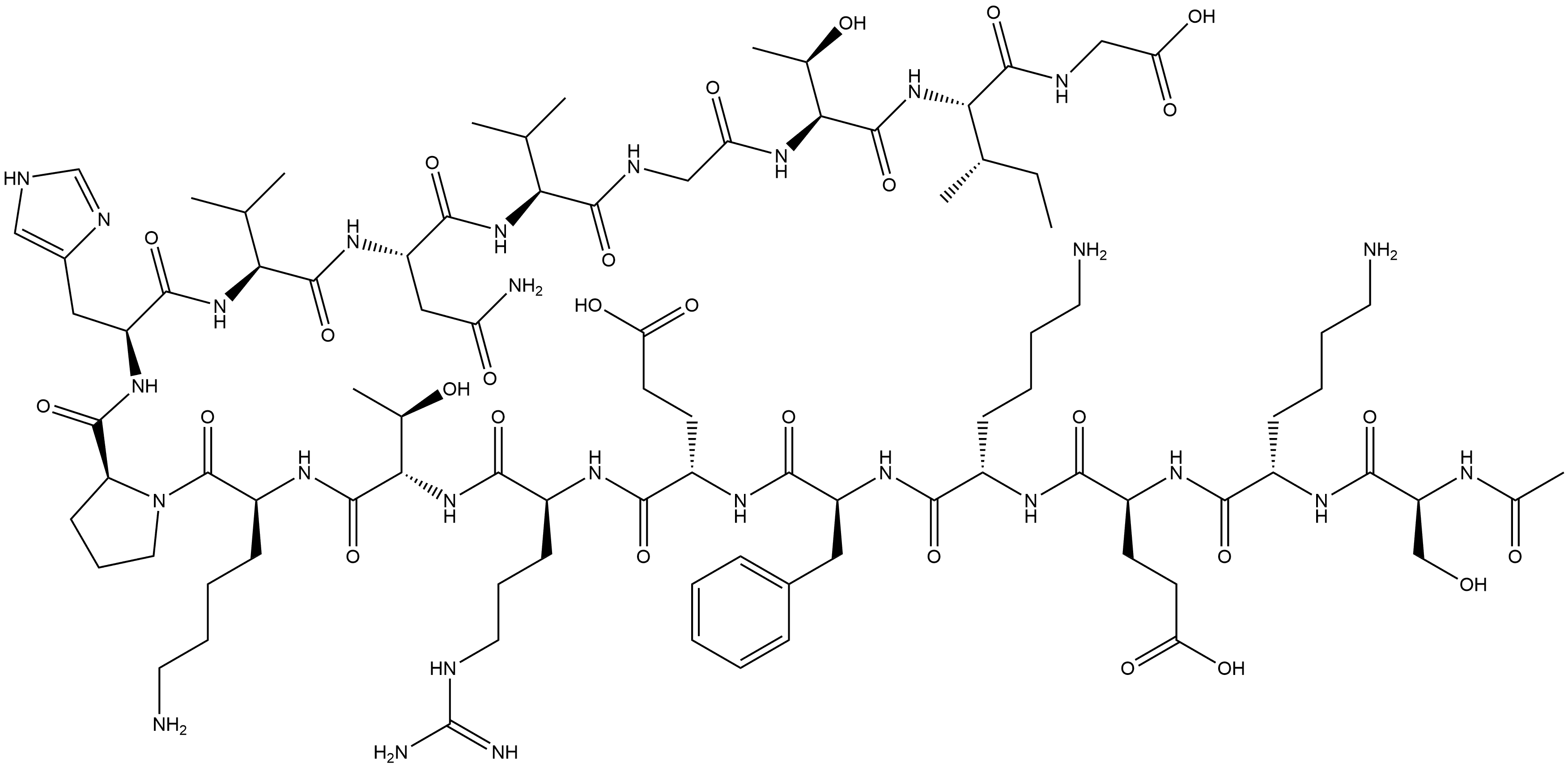 Glycine, N-acetyl-L-seryl-L-lysyl-L-α-glutamyl-L-lysyl-L-phenylalanyl-L-α-glutamyl-L-arginyl-L-threonyl-L-lysyl-L-prolyl-L-histidyl-L-valyl-L-asparaginyl-L-valylglycyl-L-threonyl-L-isoleucyl- (9CI) Structure