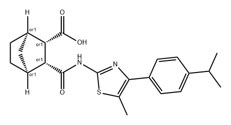 Bicyclo[2.2.1]heptane-2-carboxylic acid, 3-[[[5-methyl-4-[4-(1-methylethyl)phenyl]-2-thiazolyl]amino]carbonyl]-, (1R,2S,3R,4S)-rel- 구조식 이미지