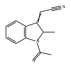 Acetonitrile, 2-(1-acetyl-1,2-dihydro-2-methyl-3H-indol-3-ylidene)- 구조식 이미지