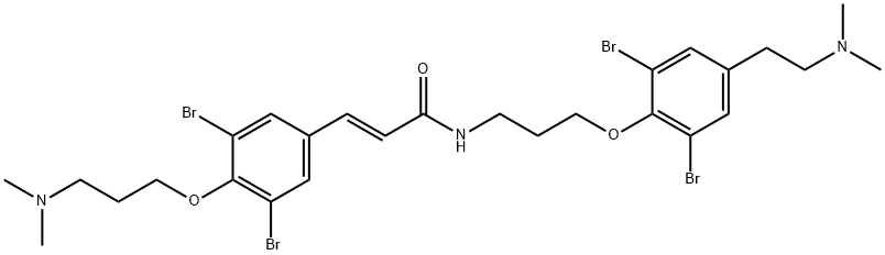 2-Propenamide, N-[3-[2,6-dibromo-4-[2-(dimethylamino)ethyl]phenoxy]propyl]-3-[3,5-dibromo-4-[3-(dimethylamino)propoxy]phenyl]-, (2E)- Structure
