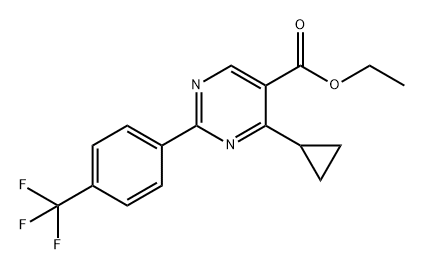 5-Pyrimidinecarboxylic acid, 4-cyclopropyl-2-[4-(trifluoromethyl)phenyl]-, ethyl ester Structure
