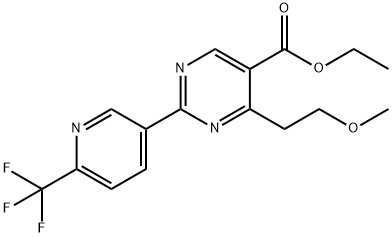5-Pyrimidinecarboxylic acid, 4-(2-methoxyethyl)-2-[6-(trifluoromethyl)-3-pyridinyl]-, ethyl ester 구조식 이미지