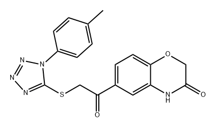 2H-1,4-Benzoxazin-3(4H)-one, 6-[2-[[1-(4-methylphenyl)-1H-tetrazol-5-yl]thio]acetyl]- 구조식 이미지
