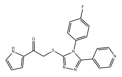 Ethanone, 2-[[4-(4-fluorophenyl)-5-(4-pyridinyl)-4H-1,2,4-triazol-3-yl]thio]-1-(1H-pyrrol-2-yl)- Structure