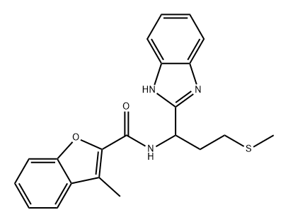 2-Benzofurancarboxamide, N-[1-(1H-benzimidazol-2-yl)-3-(methylthio)propyl]-3-methyl- 구조식 이미지