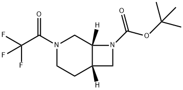 3,8-Diazabicyclo[4.2.0]octane-8-carboxylic acid, 3-(2,2,2-trifluoroacetyl)-, 1,1-dimethylethyl ester, (1R,6S)- Structure