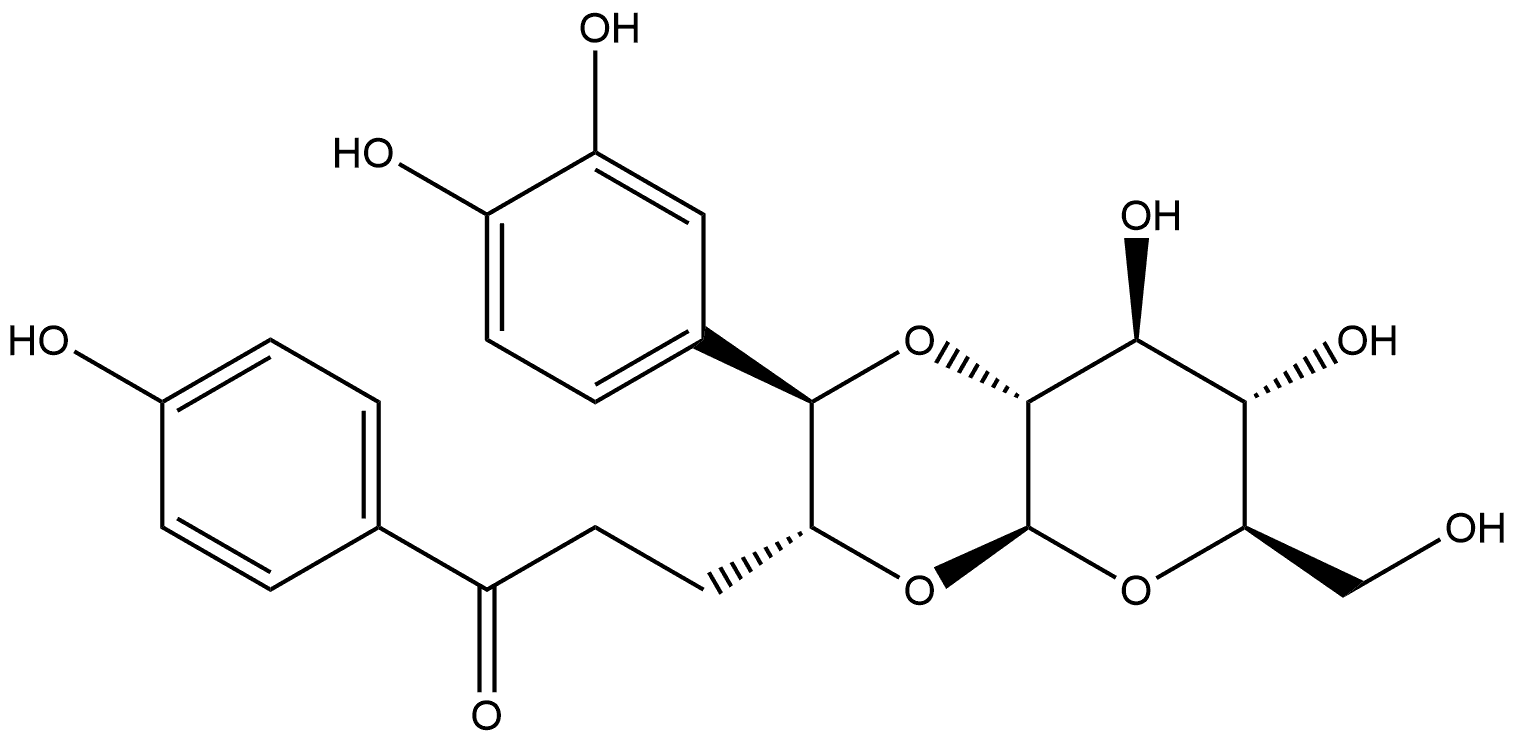 β-D-Glucopyranose, 1,2-O-[(1R,2R)-2-(3,4-dihydroxyphenyl)-1-[3-(4-hydroxyphenyl)-3-oxopropyl]-1,2-ethanediyl]- (9CI) 구조식 이미지