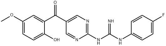 N-(4-Fluoro-phenyl)-N'-[5-(2-hydroxy-5-methoxy-benzoyl)-pyrimidin-2-yl]-guanidine Structure