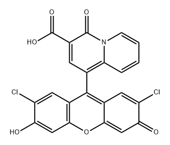 4H-Quinolizine-3-carboxylic acid, 1-(2,7-dichloro-6-hydroxy-3-oxo-3H-xanthen-9-yl)-4-oxo- Structure